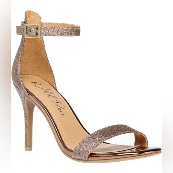 Wild Pair Glitter Ankle Strap Heels Size 8.5 | Sparkly Party Wedding Guest NIB - Picture 1 of 12